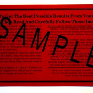 Instruction label for inside tank-top Deluxe Toolbox, 4-3/4” x 8-3/4” Orange and Black