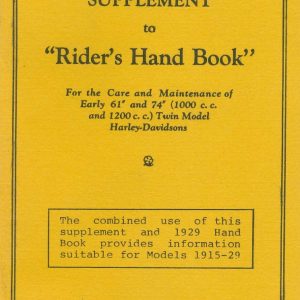 1923-1929 Supplement to “Rider's Hand Book”