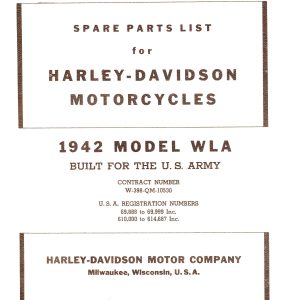1942  Harley WLA Parts Book