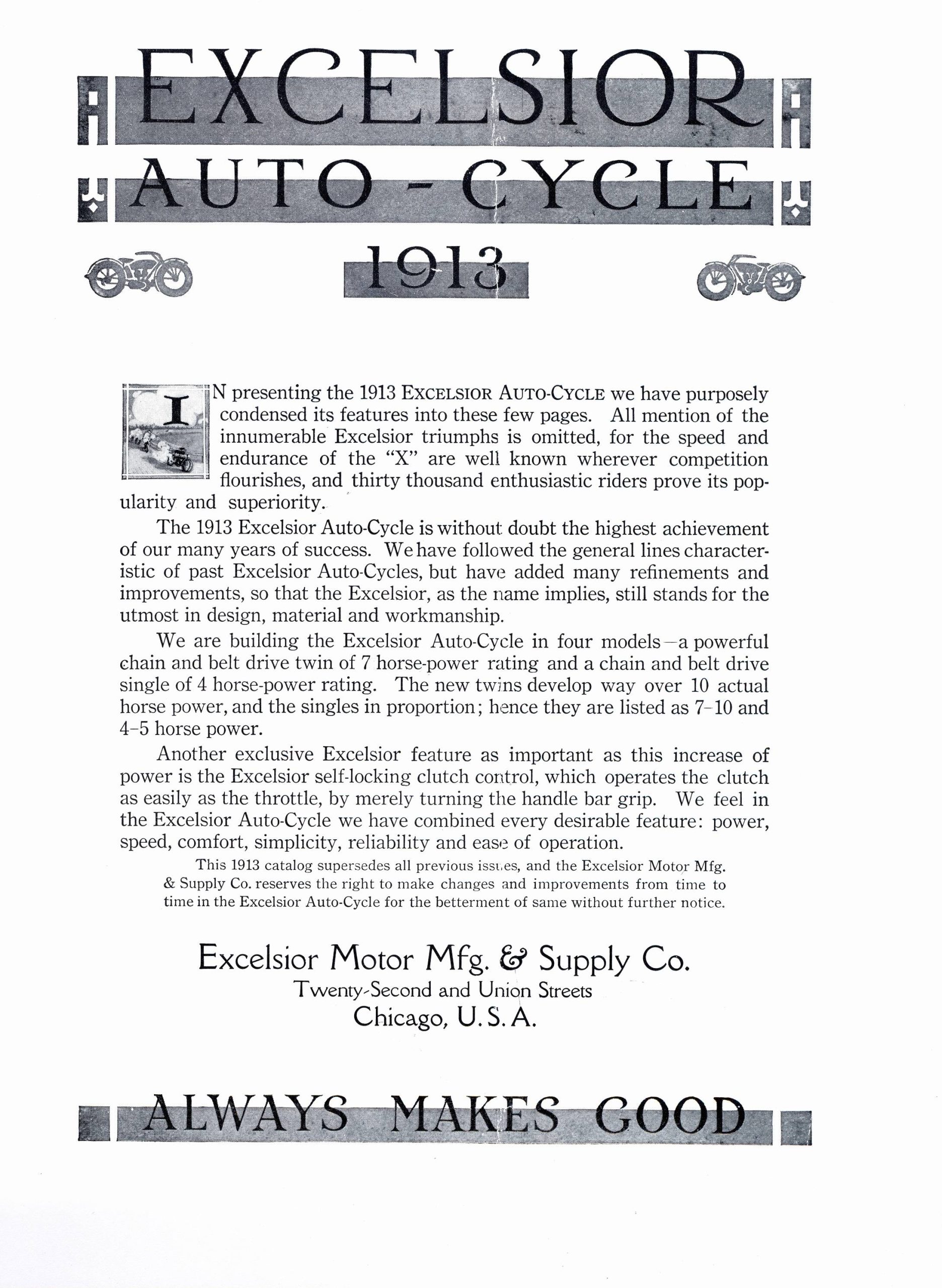 1913 Excelsior Sales Brochure - Image 2
