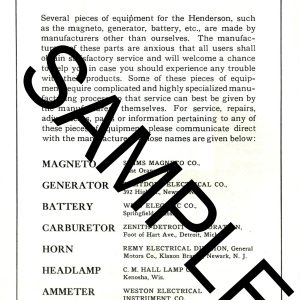 1923-1927 Henderson Parts Book Explanatory Notice