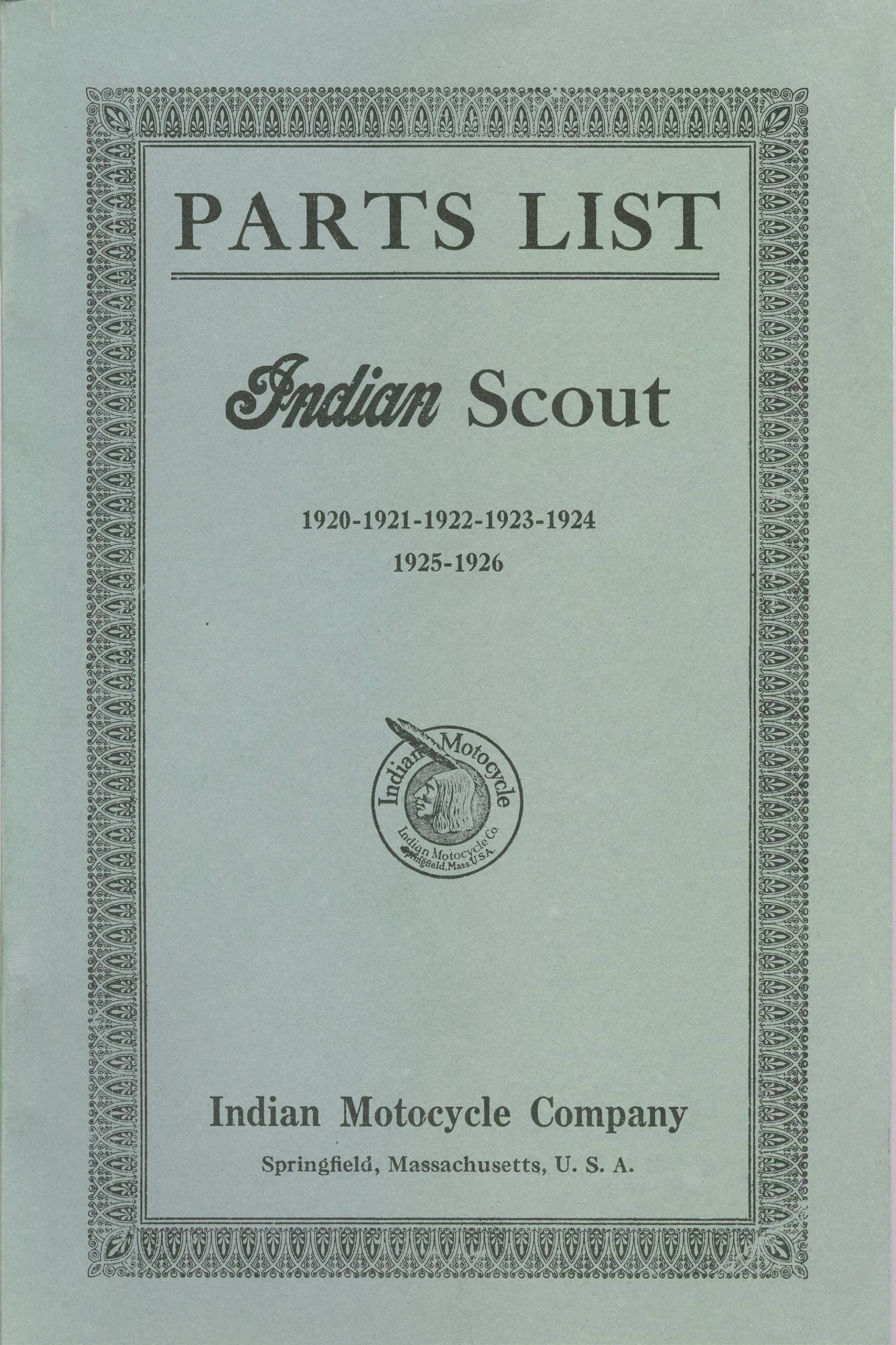 1920-1926 Indian Scout Parts Book