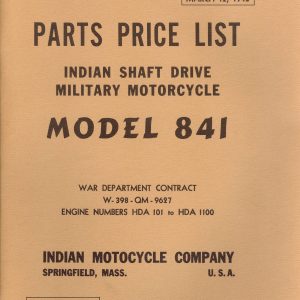 1942 Indian 841 Military Parts Book