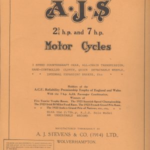 1924 AJS Catalog, 2 3/4 h.p. and 7 h.p. models, 8 pages